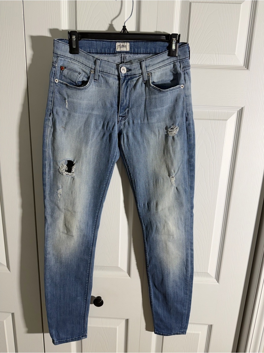 Hudson Krista Super Skinny Jeans Light Blue Distressed size 28